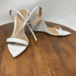 Schutz Women's S- Raquel White Slip On Ankle Strap Platform Heels Size 9.5B